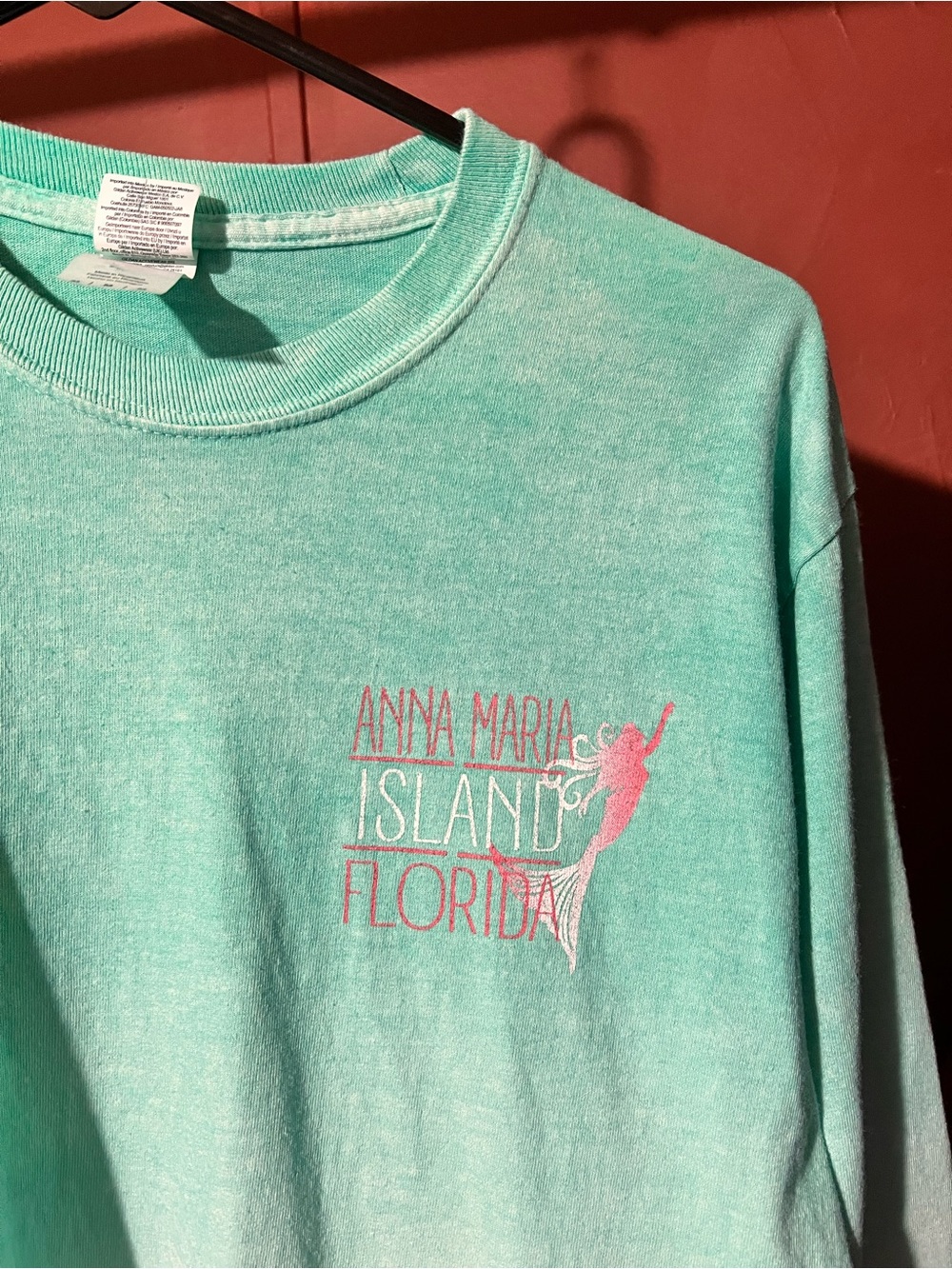 Gildan Mint to White Ombre Long Sleeve Tee with Florida Chest Logo - Picture 2 of 4